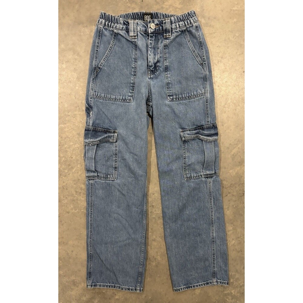 BDG Blue Denim Cargo Skate Jeans Straight Fit Womens Sz 26 Denim